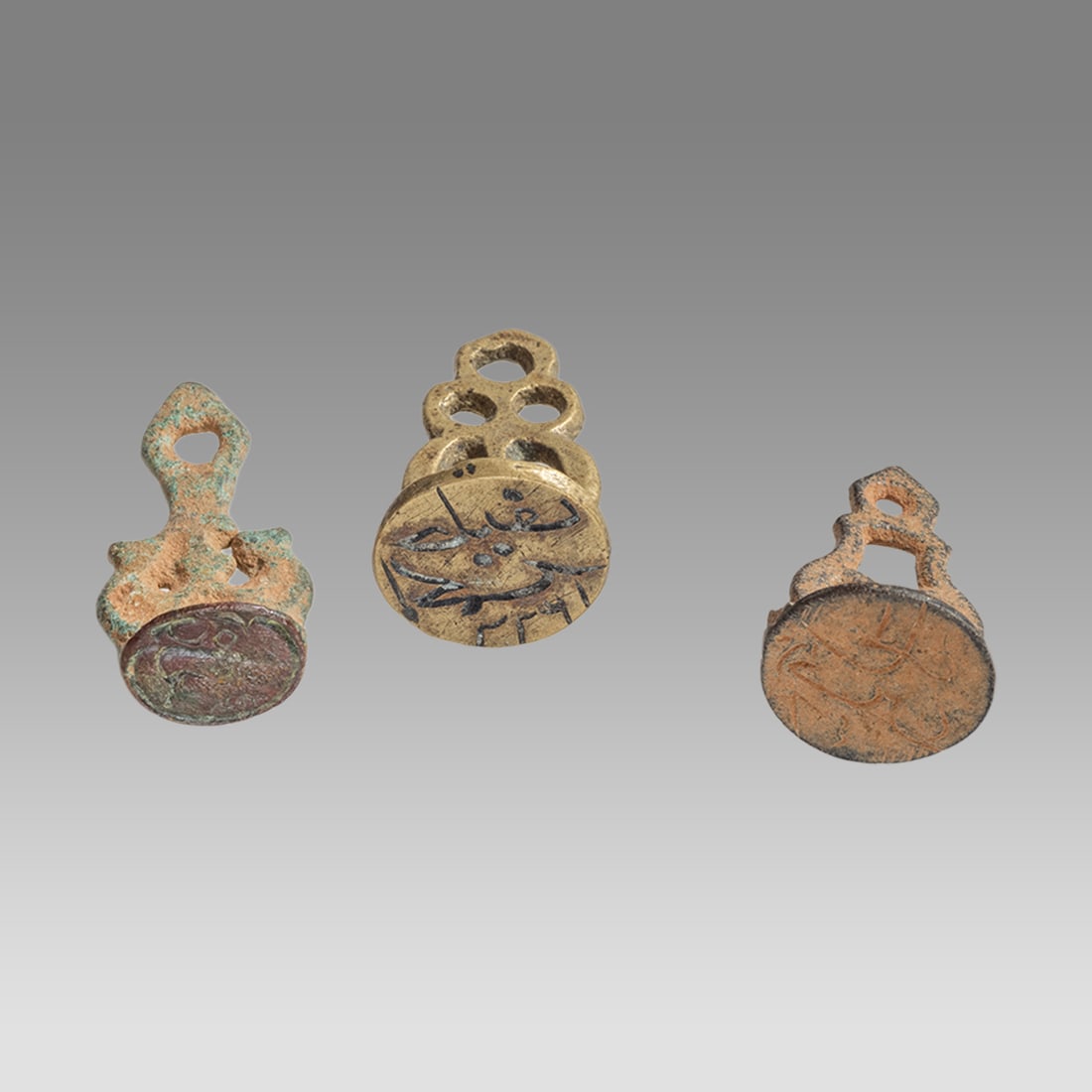 Lot of 3 Islamic Bronze Seals c.18th century AD. (1 of 1)
