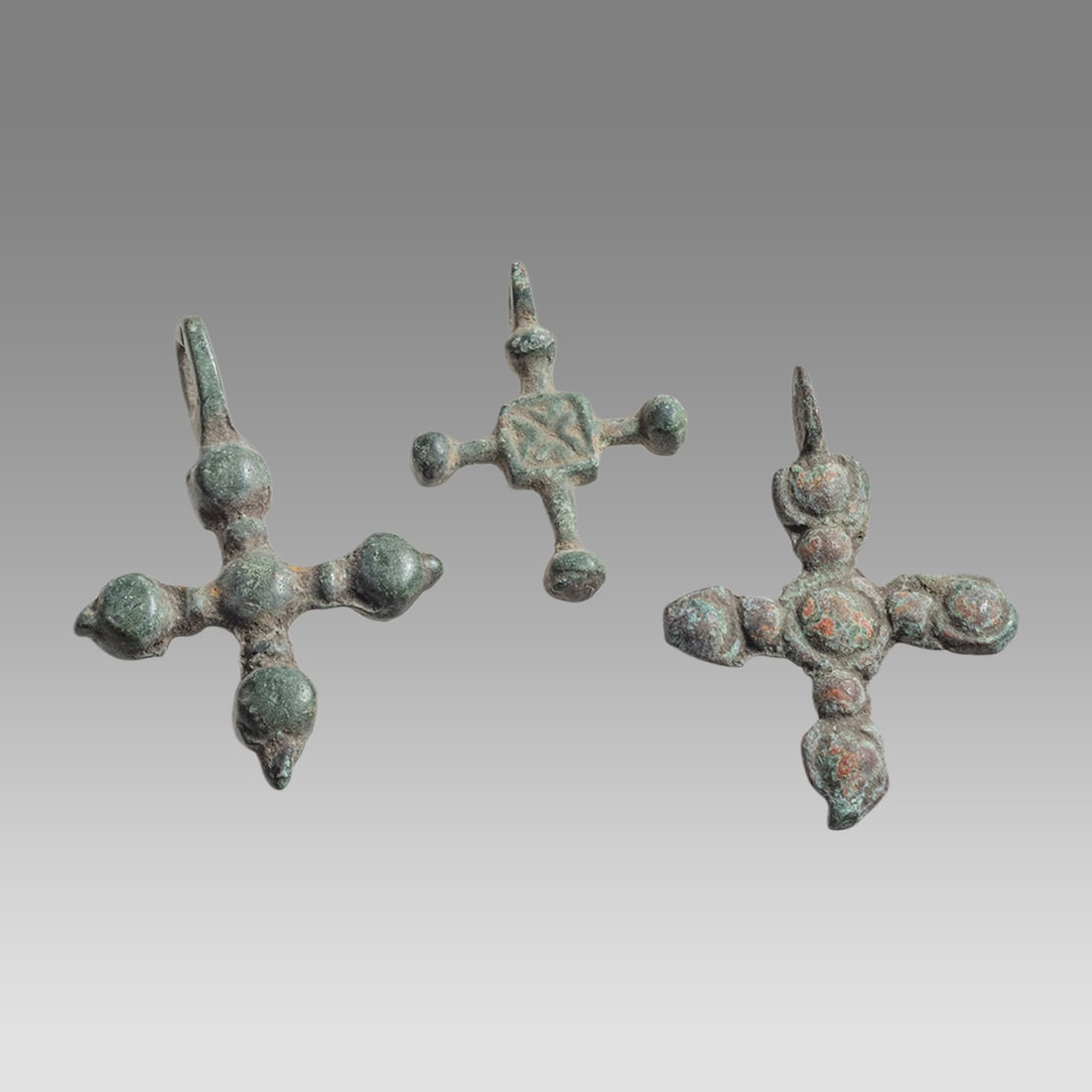 Lot of 3 Ancient Byzantine Bronze Crosses c.6th century AD. (1 of 1)