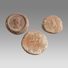 Lot of 3 Ancient Greco-Roman Clay bullae Circa 2nd Century BC-AD.