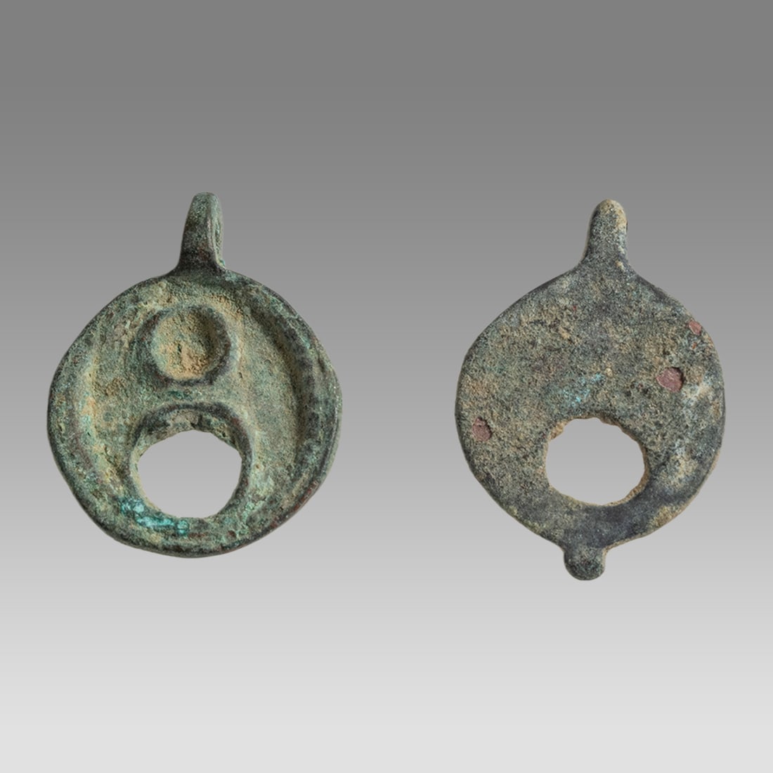 Lot of 2 Ancient Byzantine Bronze Amulets c.6th century AD. (1 of 1)