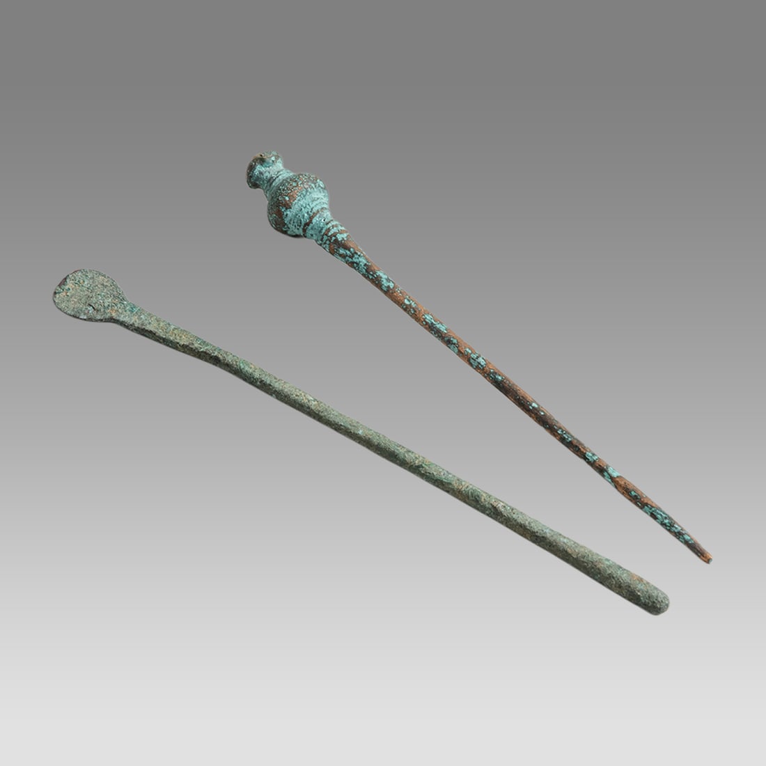 Lot of 2 Ancient Roman Bronze Medical tool, Pin c. 2nd century AD. (1 of 1)