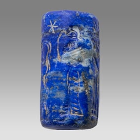 Mesopotamian Style Lapis Lazuli Cylinder Seal.