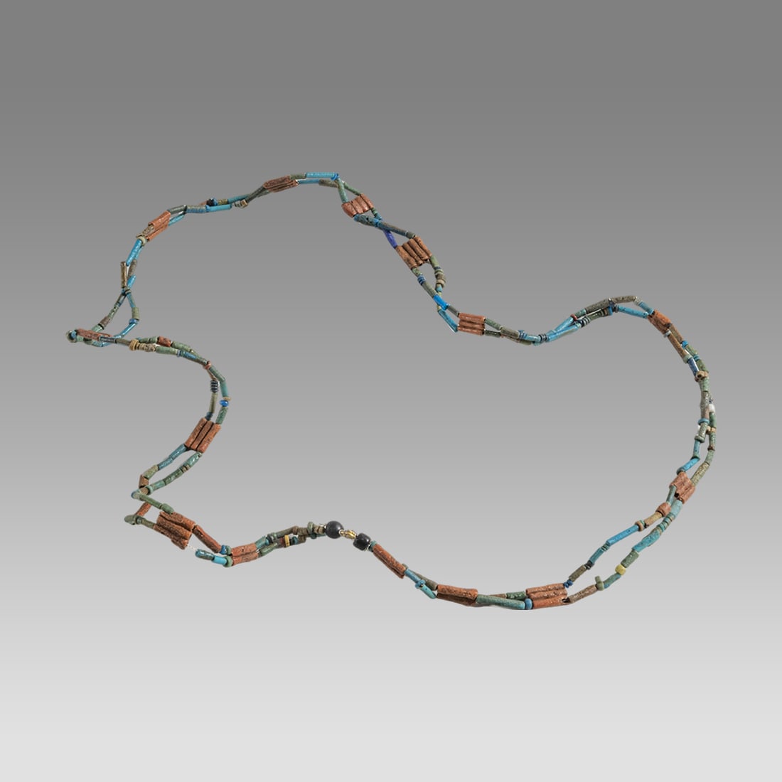 Ancient Egyptian Faience Bead Necklace c.300-50 BC.: Ancient Egyptian Faience Bead Necklace c.300-50 BC. Size 28 inches length. Great Looking double strand Faience Bead necklace. Wearable. Provenance: Private collection, bought in Grays Market, previous