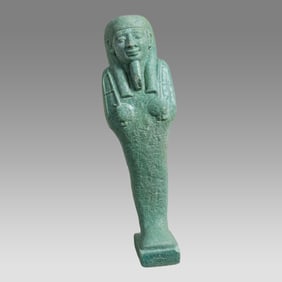 Egyptian Style Large Green Faience Ushabti.