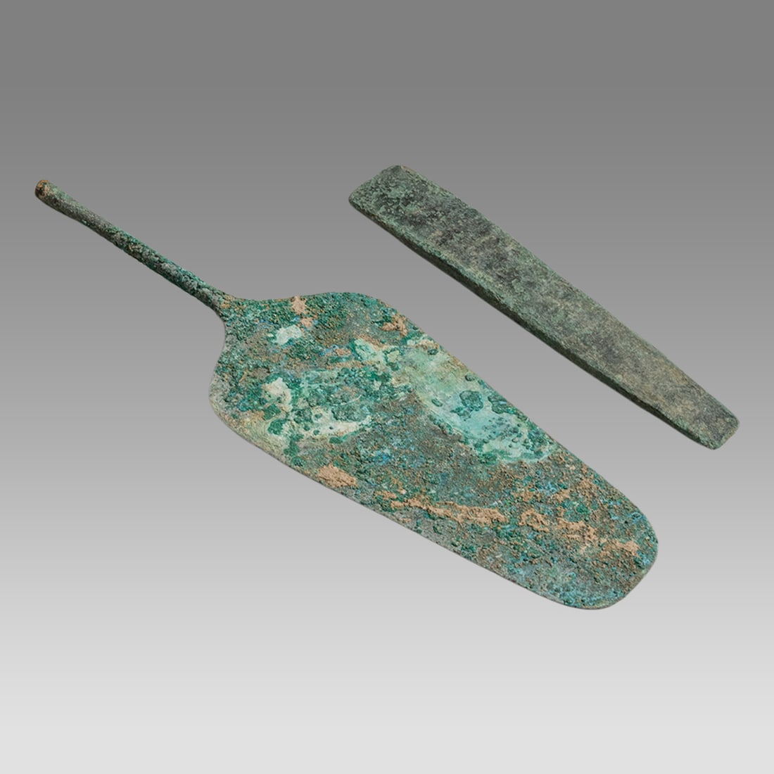 Lot of 2 Ancient Luristan Bronze Spear, Axe Head c.1000 BC. (1 of 1)