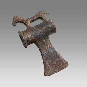 Ancient Luristan Bronze Axe Head With Horse c.1000 BC.