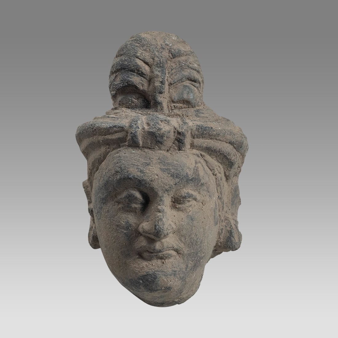 Ancient Gandharan Schist Stone Head Of Buddha c.2nd century AD. (1 of 2)
