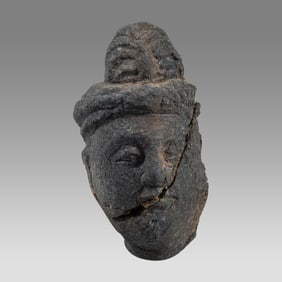 Ancient Gandharan Schist Stone Head Of Buddha c.2nd century AD.