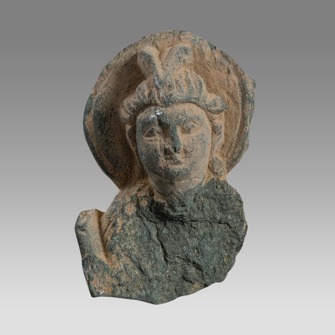 Ancient Gandharan Schist Stone Head Of Buddha c.2nd century AD. (1 of 2)