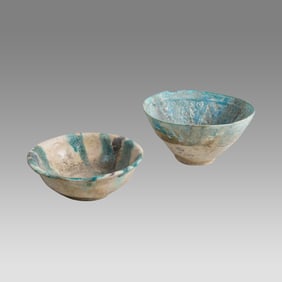 Lot of 2 Islamic Kashan Ceramic Bowls c.12th century AD.