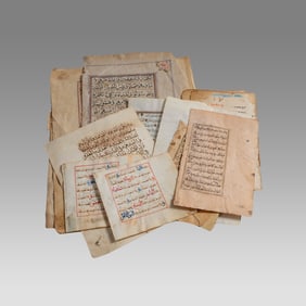 Lot of 12 Ottoman Islamic Koran Pages c.19th century and Earlier.