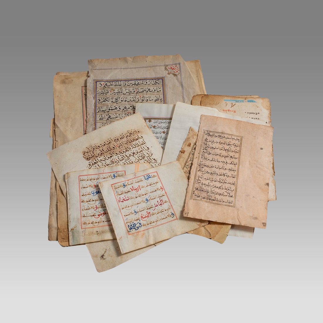 Lot of 12 Ottoman Islamic Koran Pages c.19th century and Earlier. (1 of 1)