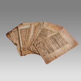 Lot of 28 Ottoman, Middle Eastern Islamic Koran Pages c.19th century and Earlier.