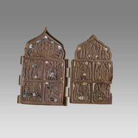 Lot of 2 Antique Russian Bronze Icons.