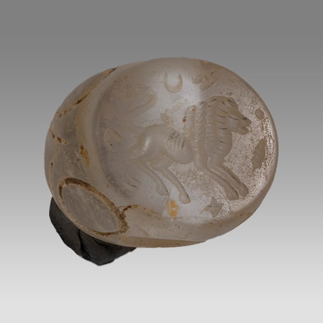 Sasanian Styel Rock Crystal Large Stamp Seal. (1 of 2)