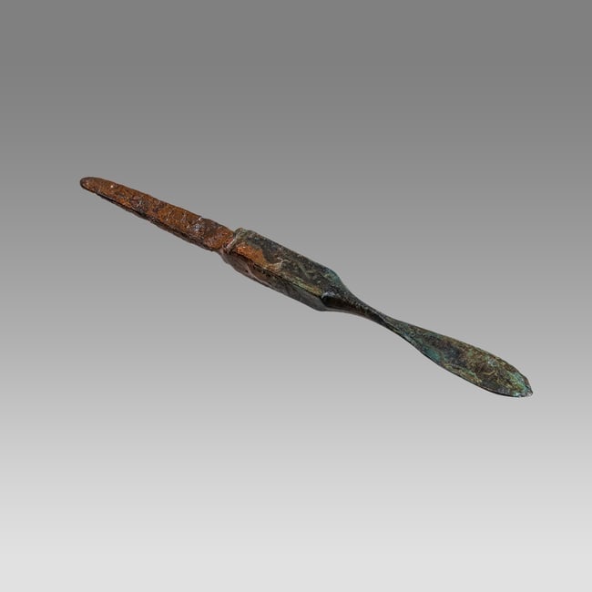 Ancient Roman, Bronze Stylis c.2nd-4th century AD.: Ancient Roman, Bronze Stylis c.2nd-4th century AD. Size 5 inches length. Fine Ancient Roman cast bronze stylis, used for writing. choice patina. Provenance: Private collection, bought via London Art M
