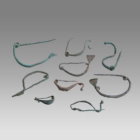 Lot of 9 Ancient Roman Bronze Fibula Brooches c.2nd century AD.