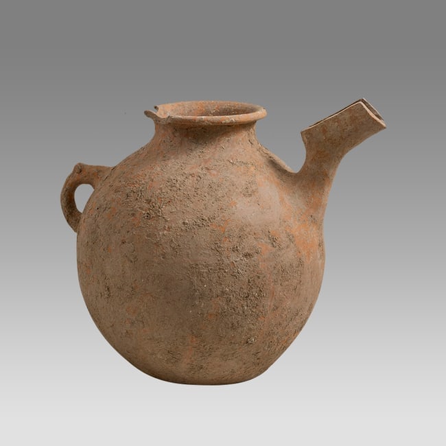 Ancient Near Eastern Luristan Pottery Spouted Vessel ca.10th Century BCE. (1 of 3)