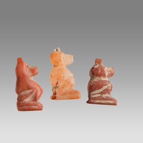 Lot of 3 Egyptian Agate Stone Amulets.