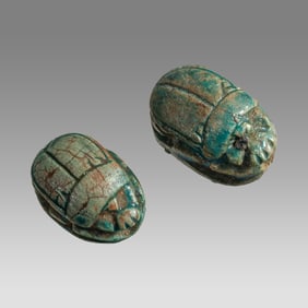 Lot of 2 Ancient Egyptian Steatite Scarab New Kingdom c.1550-1070 BC.