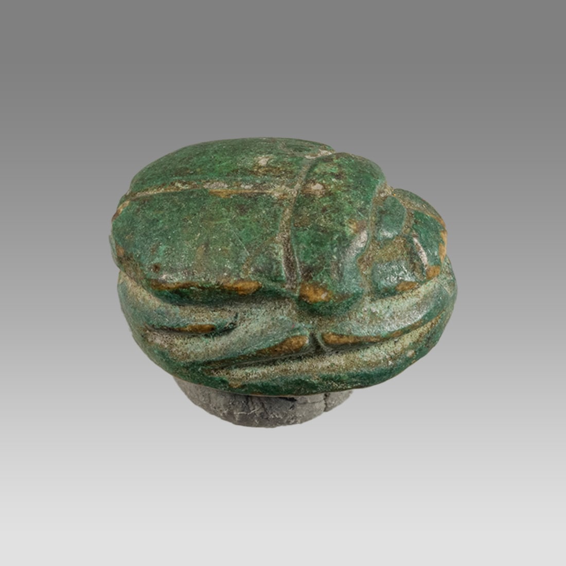 Ancient Egyptian Steatite Scarab New Kingdom c.1550-1070 BC.: Ancient Egyptian Steatite Scarab New Kingdom c.1550-1070 BC. Size 13 x 10 mm. A Steatite Scarab with stylized beetle back and bezel base engraved. Provenance: Ex Secret Eyes Gallery New York 1970's-19