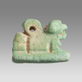 Ancient Egyptian Faience Lion Amulet c.300-50 BC.