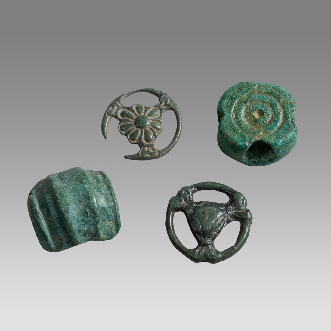 Lot of 4 Ancient Roman Bronze Horse Straps c.2nd century AD. (1 of 1)