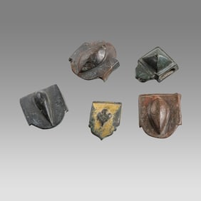 Lot of 5 Ancient Roman Bronze Belt Straps c.2nd century AD.