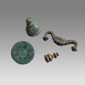 Lot of 4 Ancient Roman Bronze Handle, Ornaments c.2nd century AD.