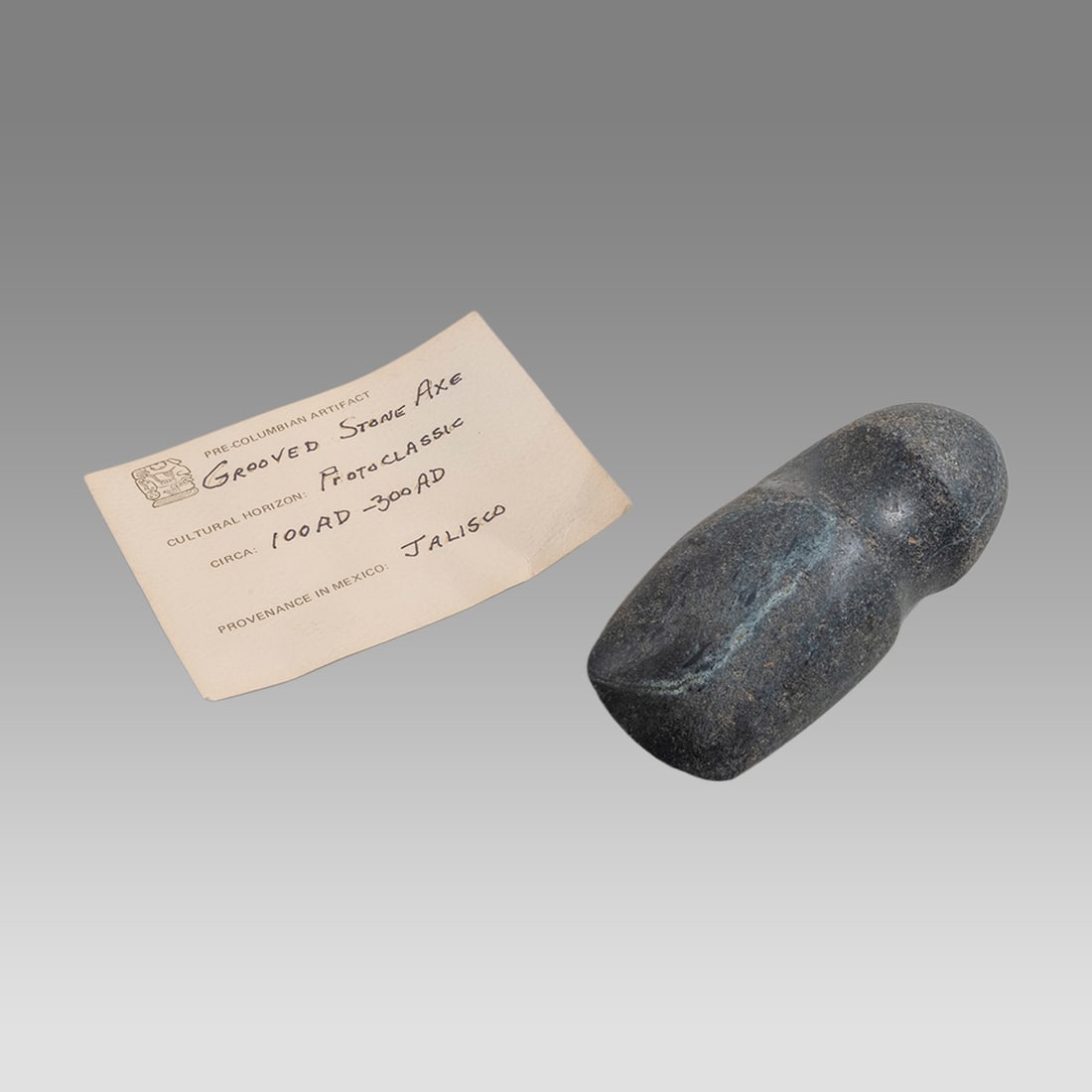 Ancient Pre Columbian Grooved STone Axe, Protoclassic c.100-300 AD. (1 of 1)