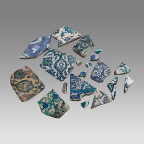 Lot of 20, 16th-17th century Ottoman, Syrian Ceramic Tiles Fragments.