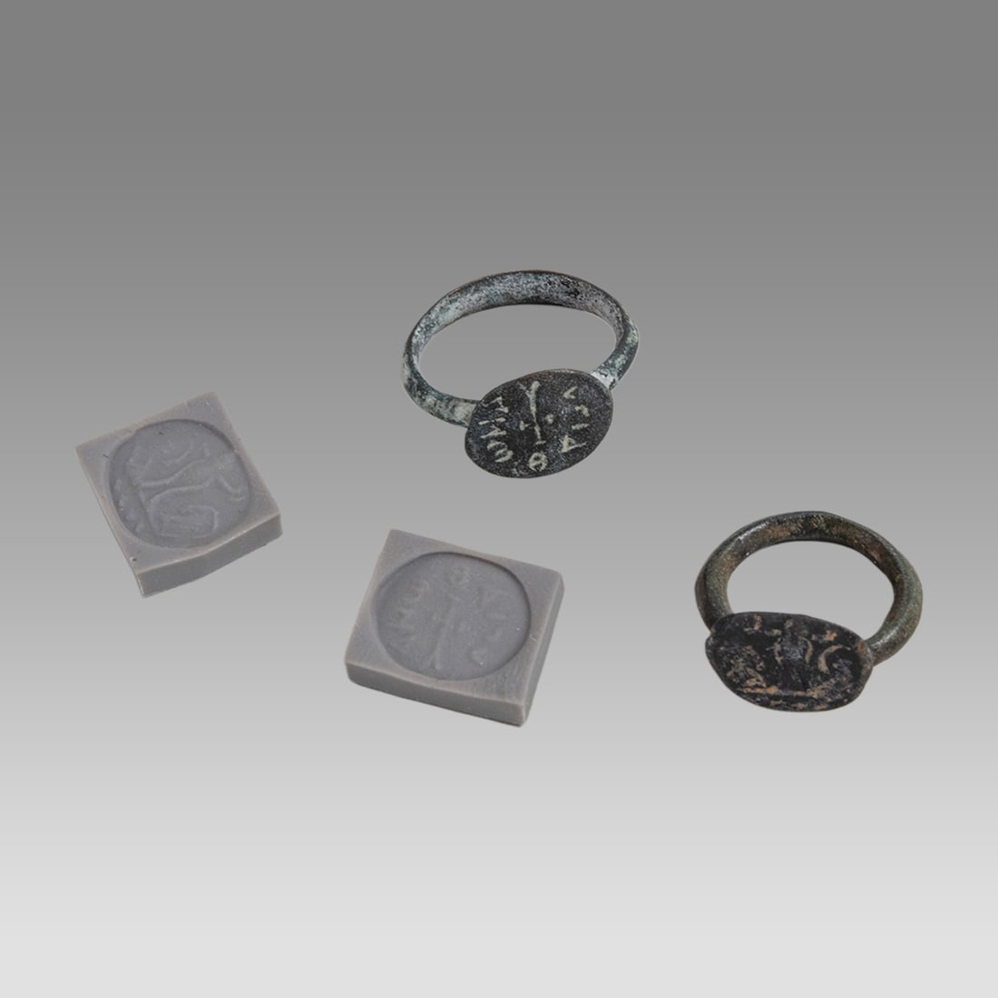 Ancient Byzantine Bronze Finger Rings (2) Ca. 6th-9th century A.D., Middle East. (1 of 1)