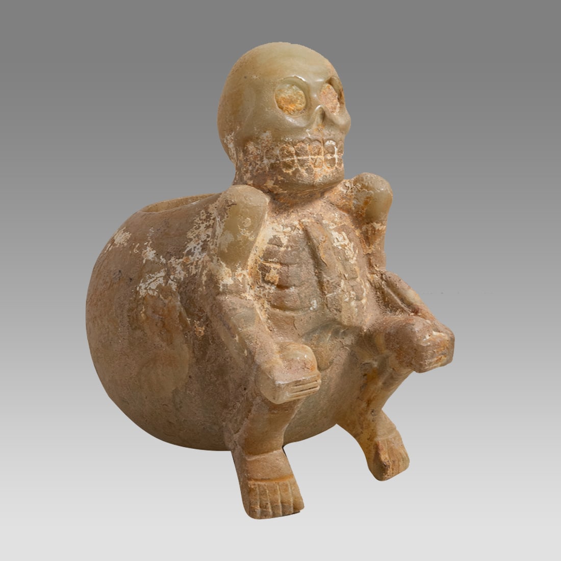 Aztec Style Tecali Stone Skeletal Vessel. (1 of 3)