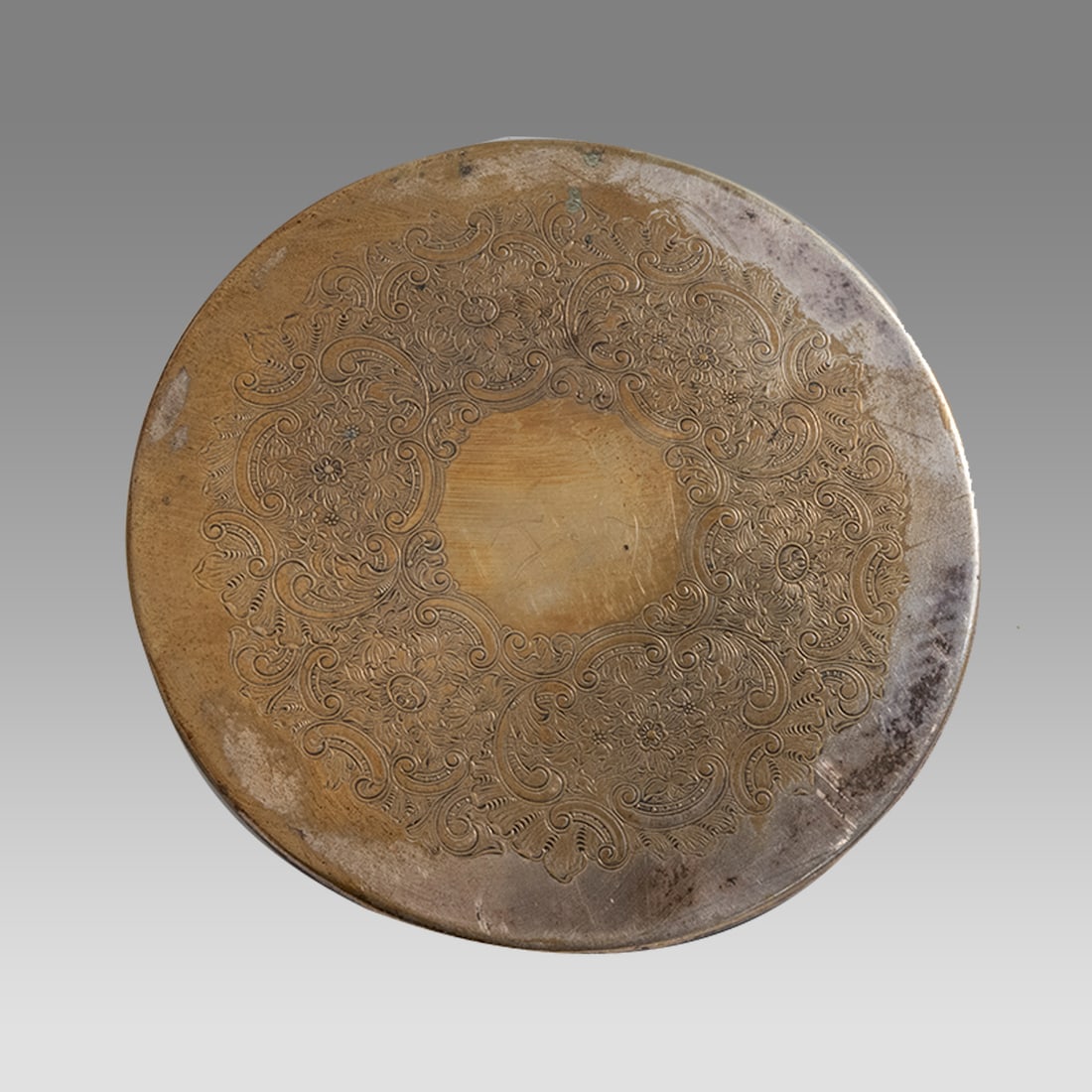 Antique European Silver Mirror.: Antique European Silver Mirror. Size 7 1/8 innches diameter. Decorated with fine floral design.