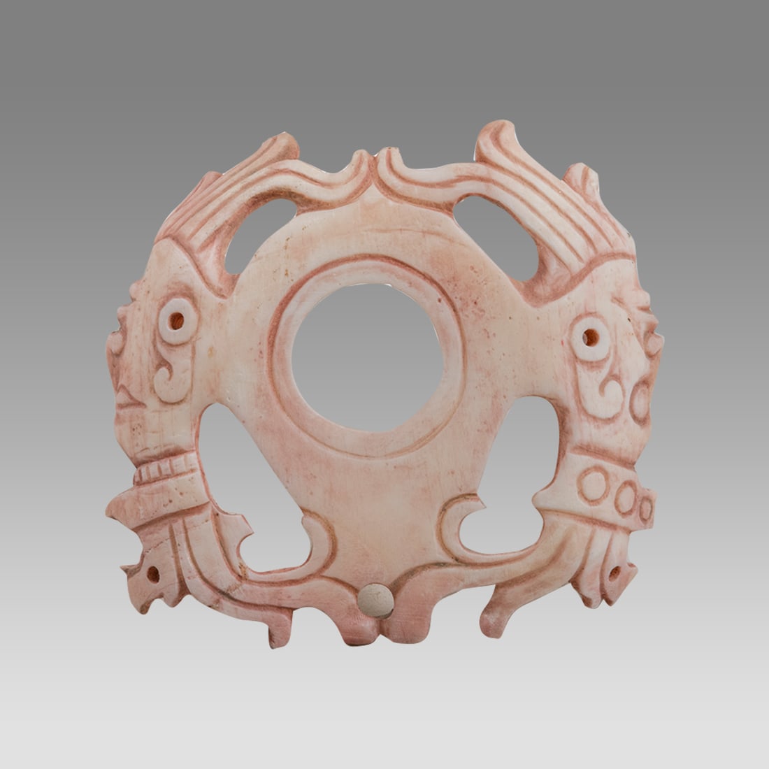 Maya Style Carved Shell with Two Faces in Profile. (1 of 1)