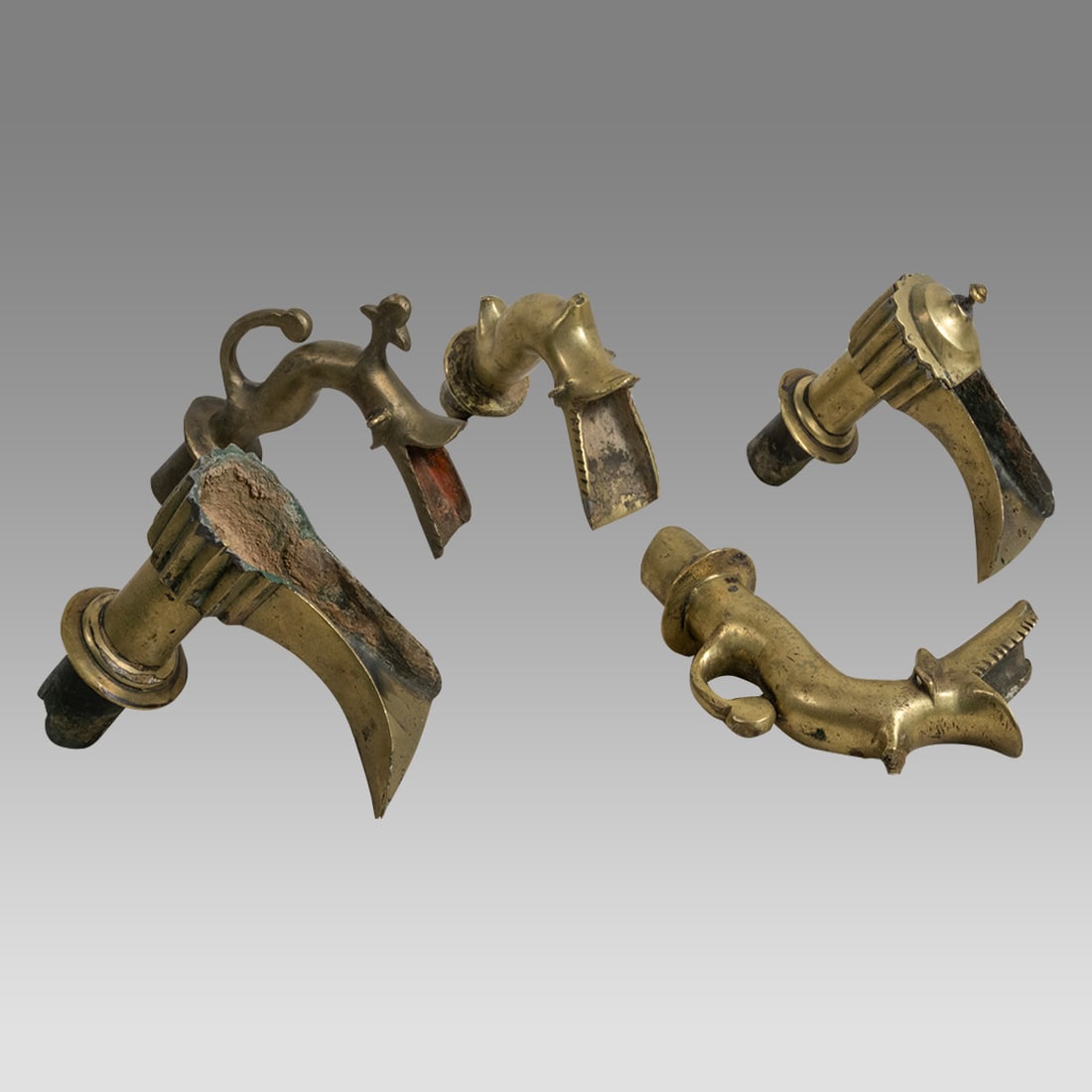 Lot of 5 Antique Middle Eastern Brass Fountain Spouts. (1 of 1)