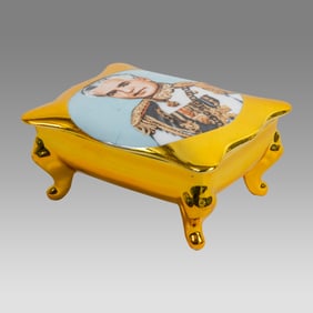Iran Persian Shah Pahlavi Vintage Ceramic trinket Box.