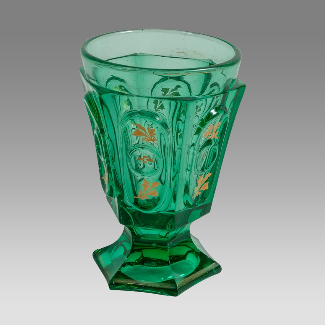Antique Bohemian Vaseline Uranium Glass. Green Wine Glass Stem goblet.: Antique Bohemian Vaseline Uranium Glass. Green Wine Glass Stem goblet. A nice uranium / Vaseline depression-era glass. Glows under black light!it is 4 7/8 inches high.