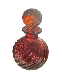 Antique french Baccarat Crystal Rose tiente Cranberry Vanity bottle.
