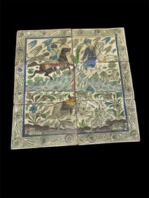 Persian Ceramic Set of 6 Large Tiles.