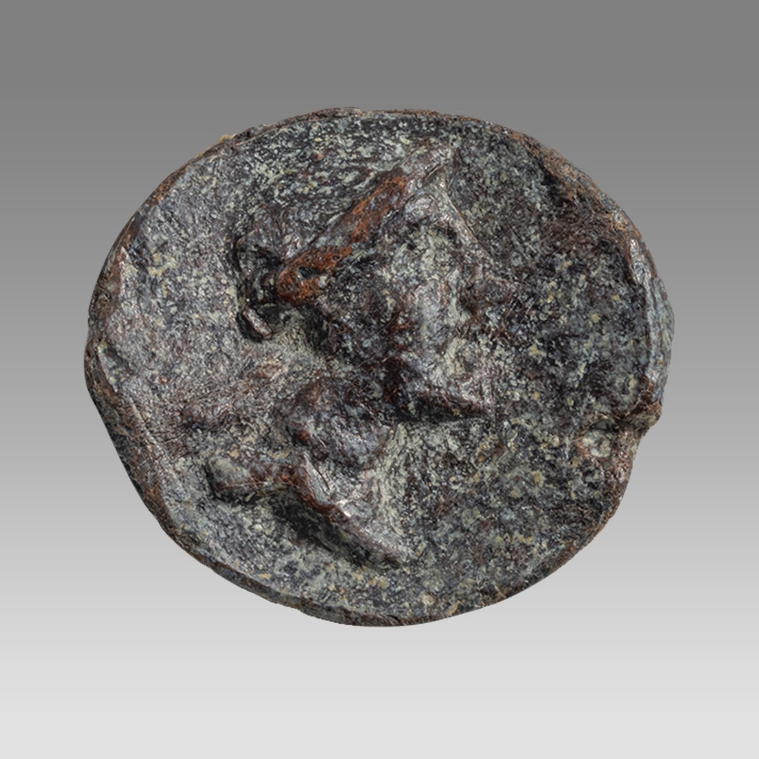 Ancient Greek Bronze Ring Fragment with Head c.3rd century BC. (1 of 2)