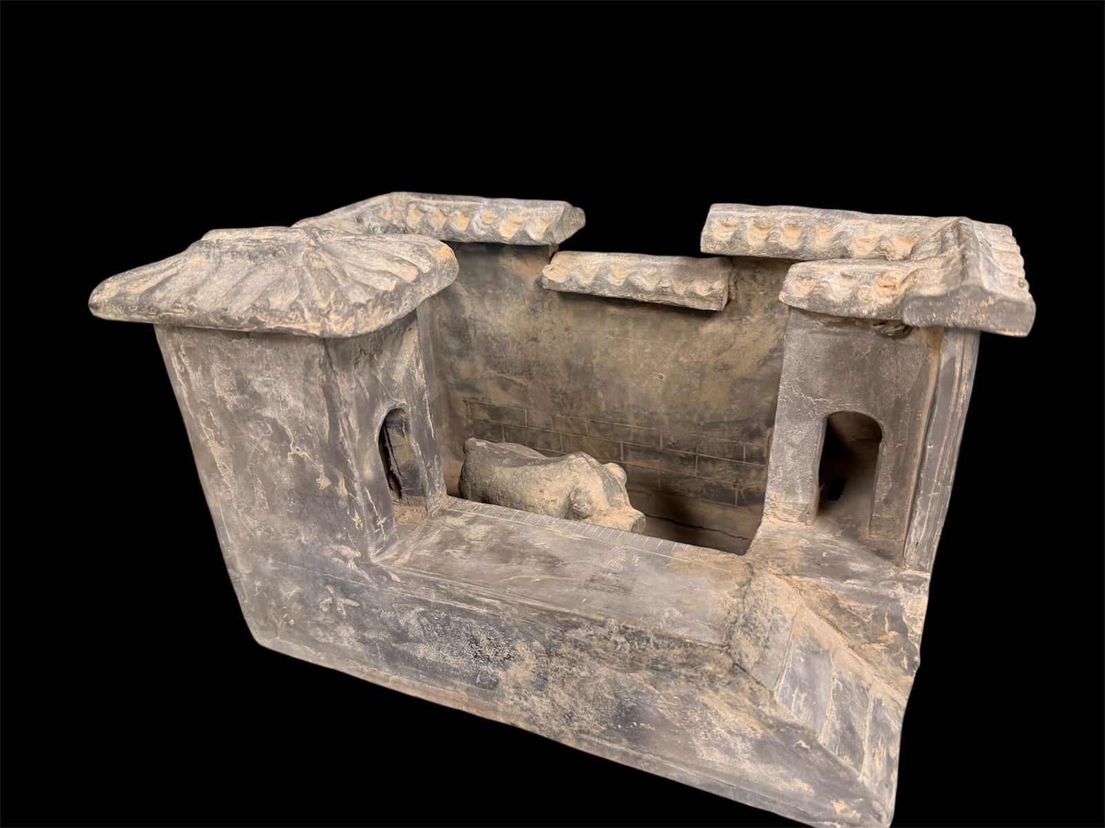 Ancient China, Han Dynasty Terracotta Model Of Pigsty c.206 BC-220 CE. - 2