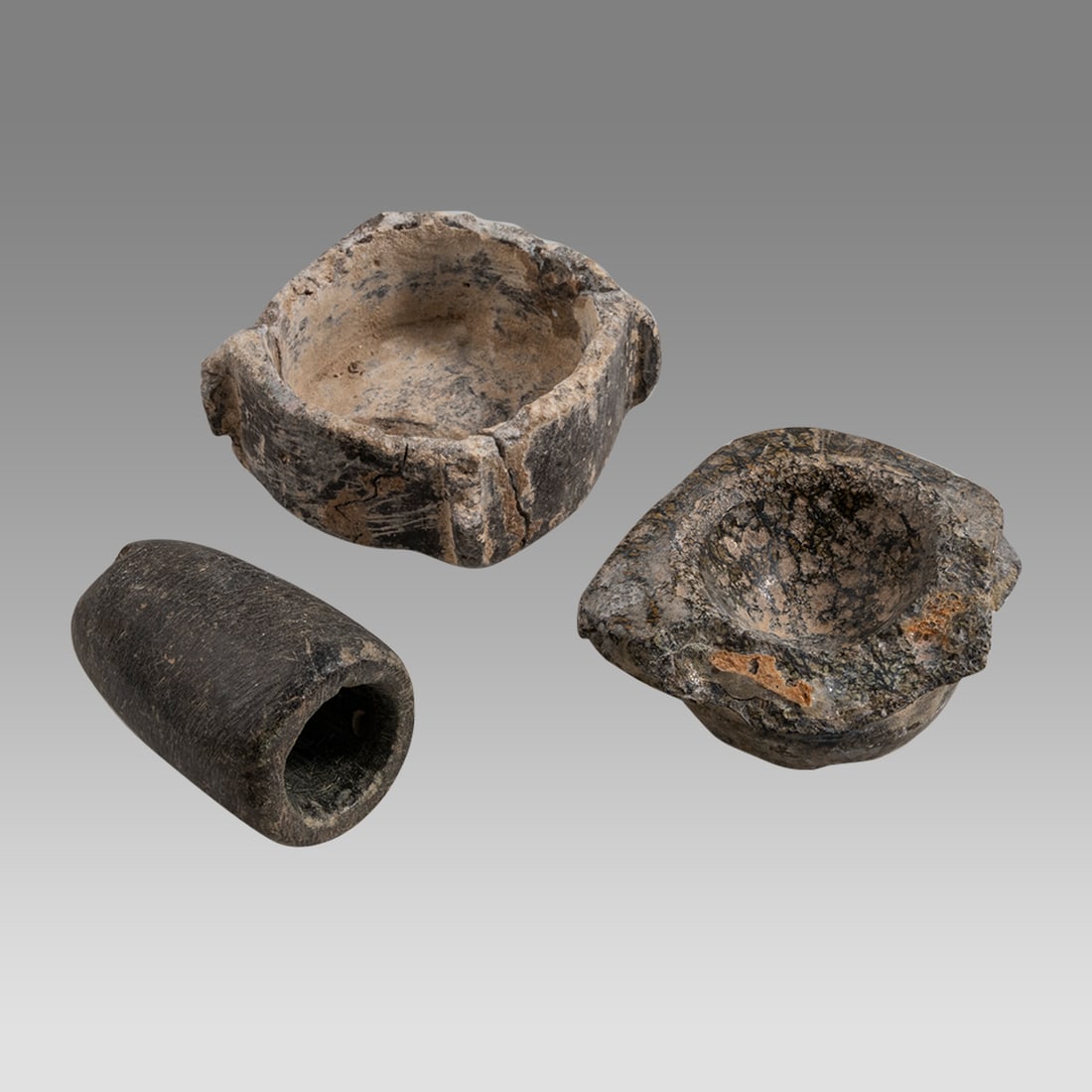 Lot of 3 Ancient Bactrian Stone Vessels c.2000 BC. (1 of 2)