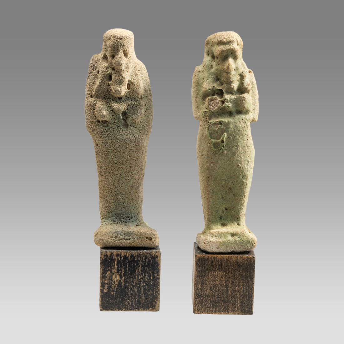 Lot of 2 Ancient Egyptian Faience Ushabti Figures Late Period c.300 BC. (1 of 3)