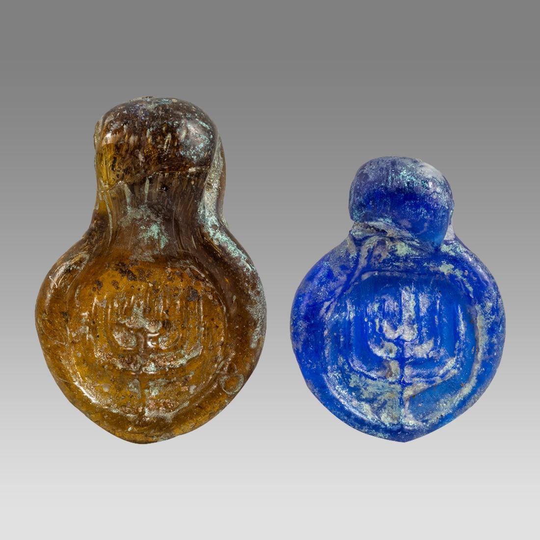 Lot of 2 Roman Style Menorah Glass Pendants. (1 of 1)