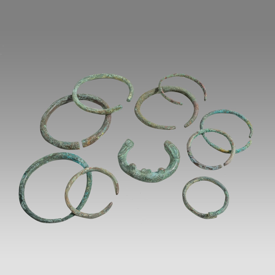 Lot of 10 Ancient Roman Bronze Bracelets c.3rd century AD. (1 of 1)