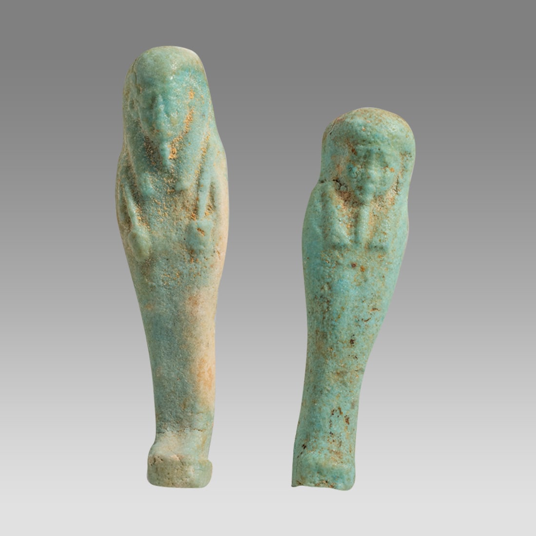 Lot of 2 Ancient Egyptian Faience Ushabti Figures Late period c.664-332 BC. (1 of 2)