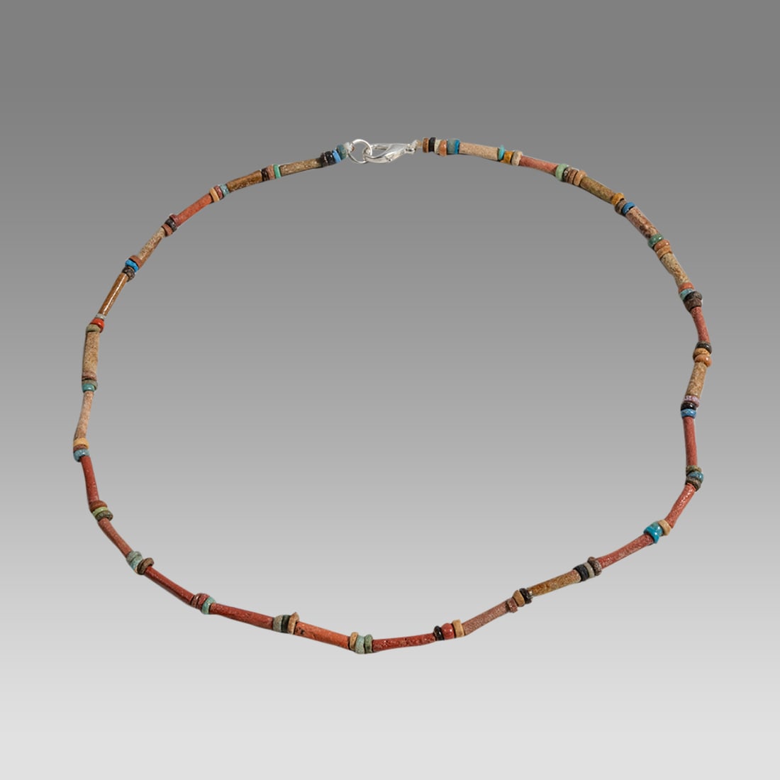 Ancient Egyptian Faience, Necklace c.300-50 BC.: Ancient Egyptian Faience, Necklace c.300-50 BC. Size 17 1/4 inches length. Great Looking single strand Faience Bead necklace. wearable. Provenance: Ex Secret Eyes Gallery New York 1970's-1980's