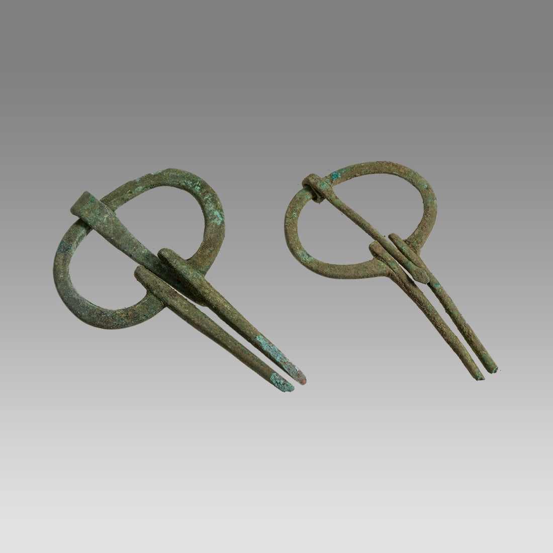 Lot of 2 Ancient Bronze Fibulas, Finno-Ugric, 700 AD. (1 of 1)