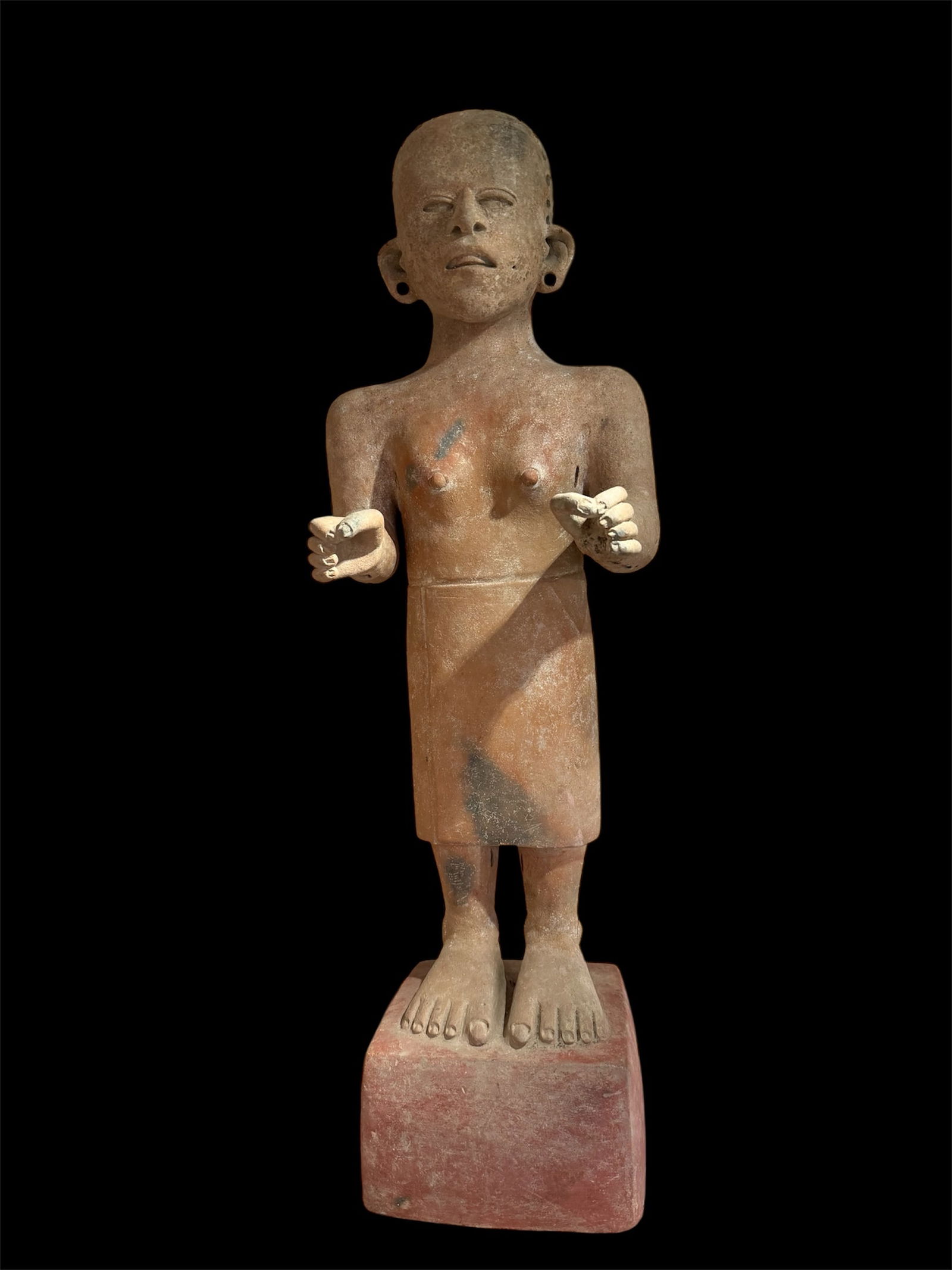A Veracruz/Aztec Style Large Standing Pottery Figure. (1 of 6)
